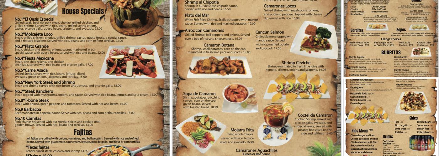 El oasis grill and bar Menu