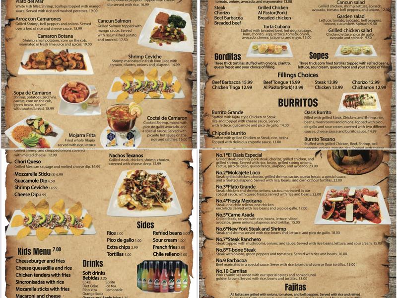 El oasis grill and bar Menu