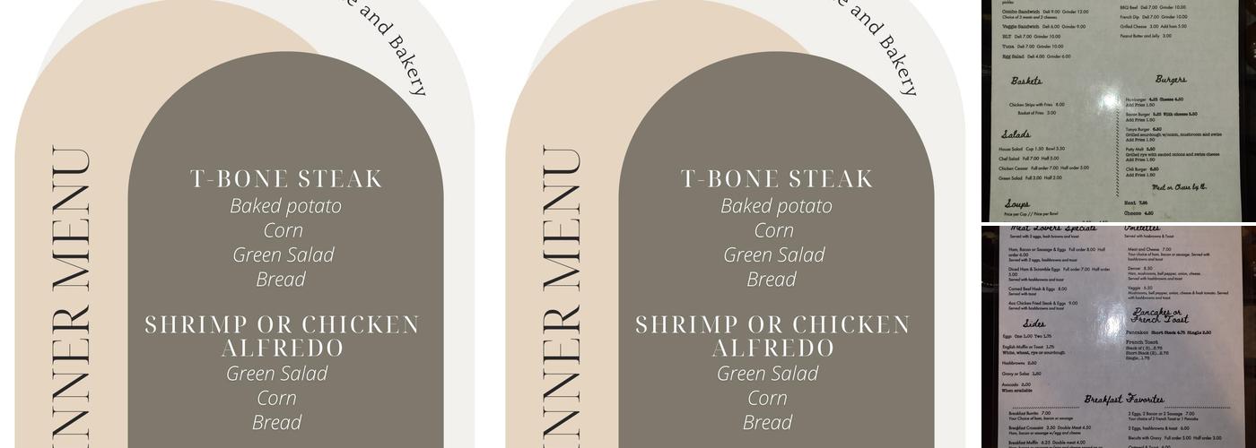 Downtown Cafe and Bakery Menu