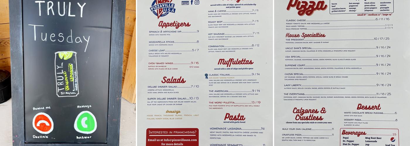 Pizzaville USA Church Point Menu