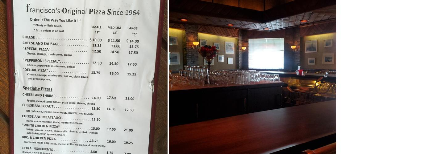 Francisco's Pizza Menu