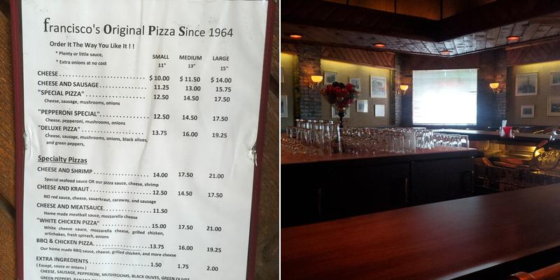 Francisco's Pizza Menu