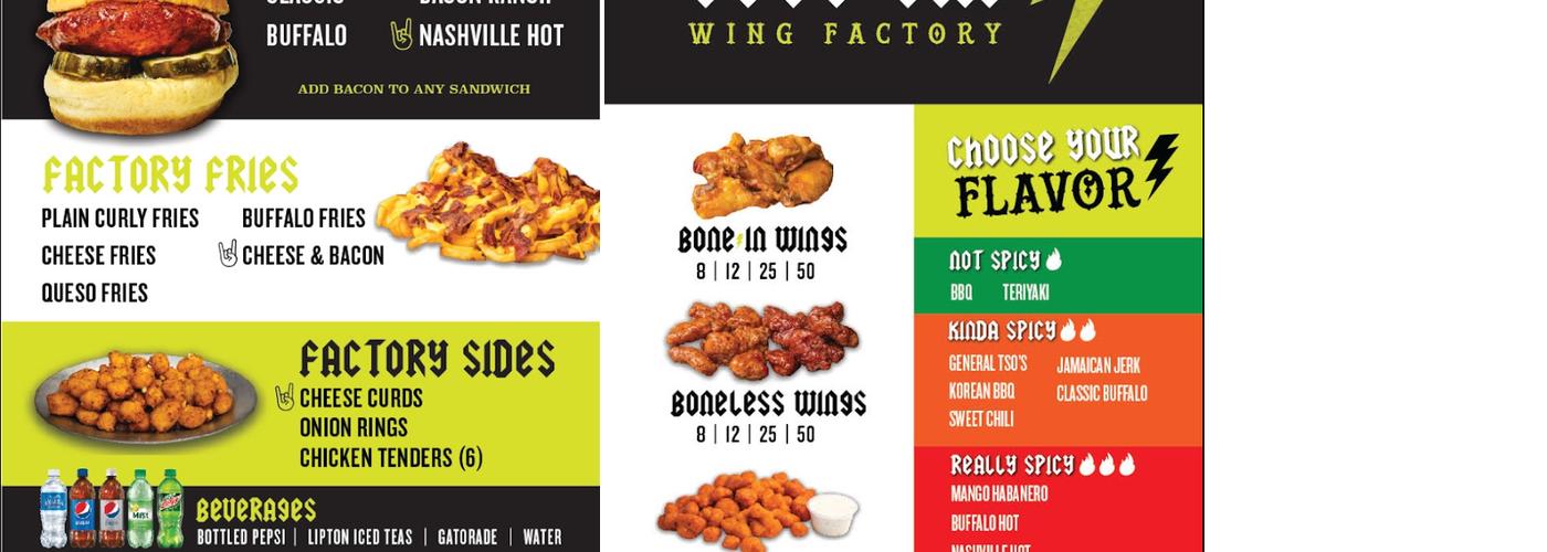 Toss Em Wing Factory Menu