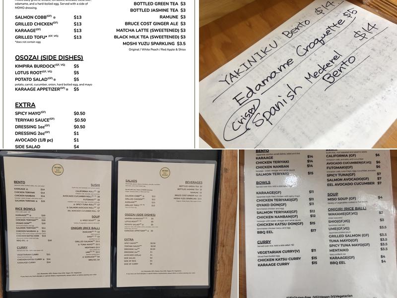 Momo Test Kitchen Menu