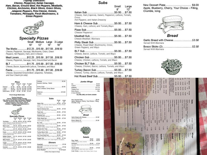 Nana & Pap's Pizza & Ice Cream Menu