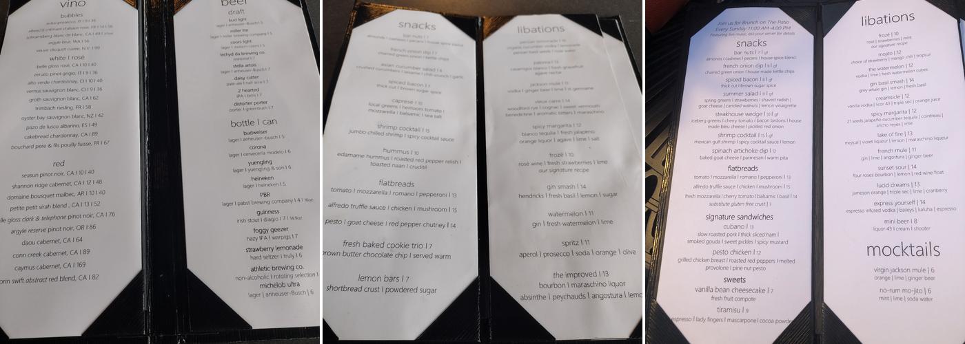 The Jackson Rooftop Menu