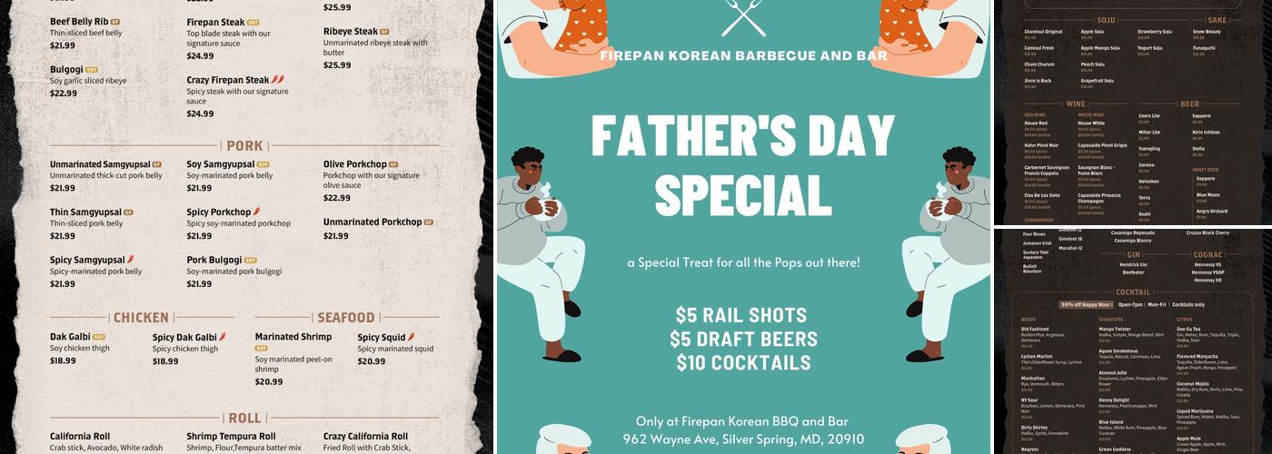 Firepan Korean BBQ and Bar Menu
