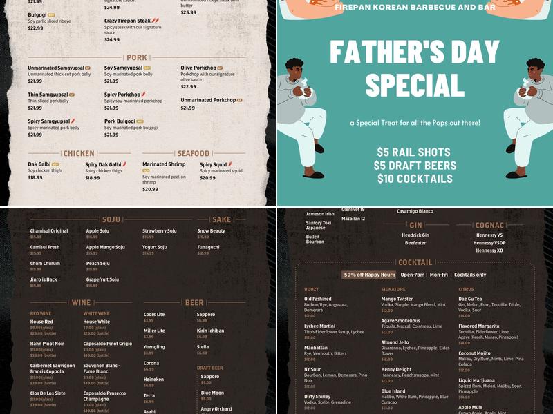 Firepan Korean BBQ and Bar Menu