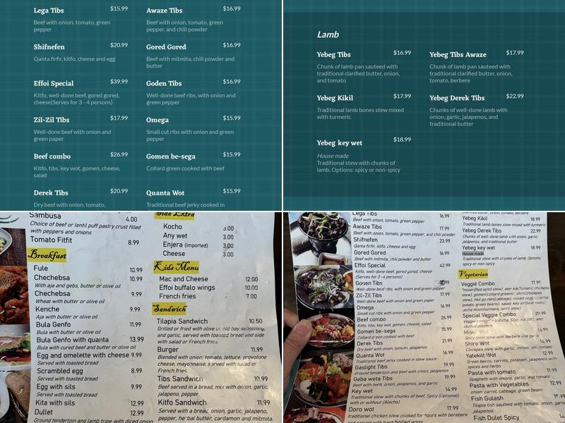 Effoi Restaurant Menu