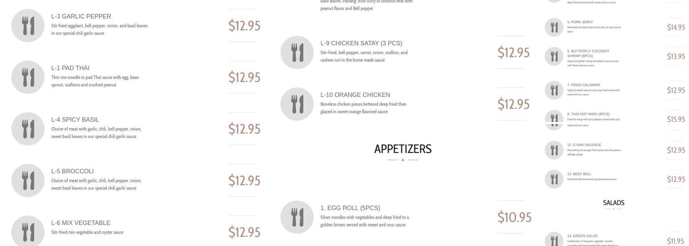 Beau Thai Colorado Menu