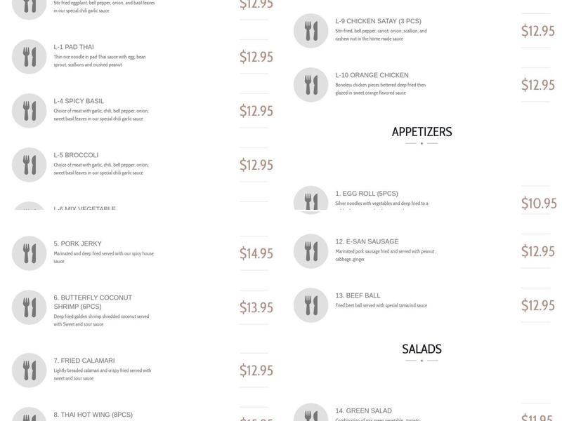 Beau Thai Colorado Menu