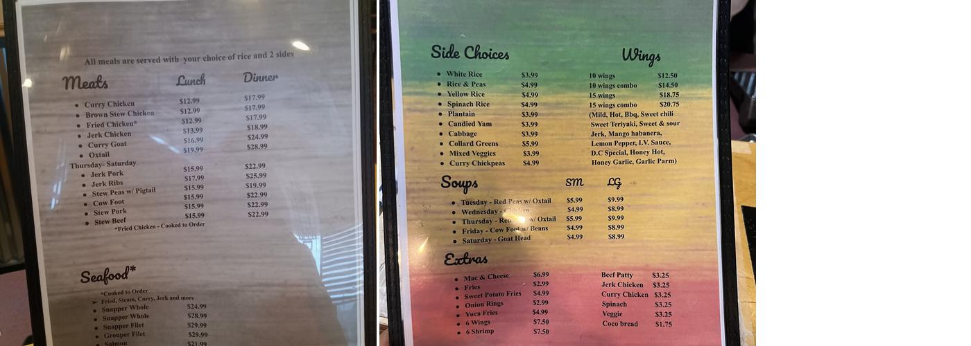 ISLAND VIBEZ GRILL INC Menu