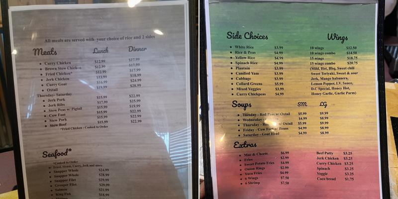 ISLAND VIBEZ GRILL INC Menu