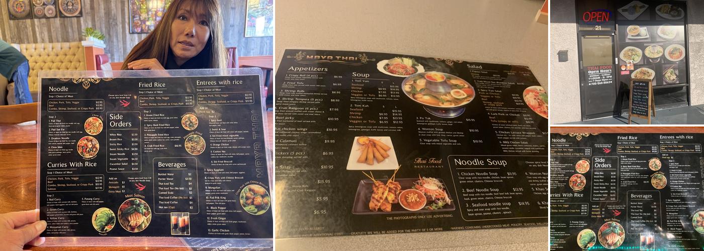 Maya thai Menu