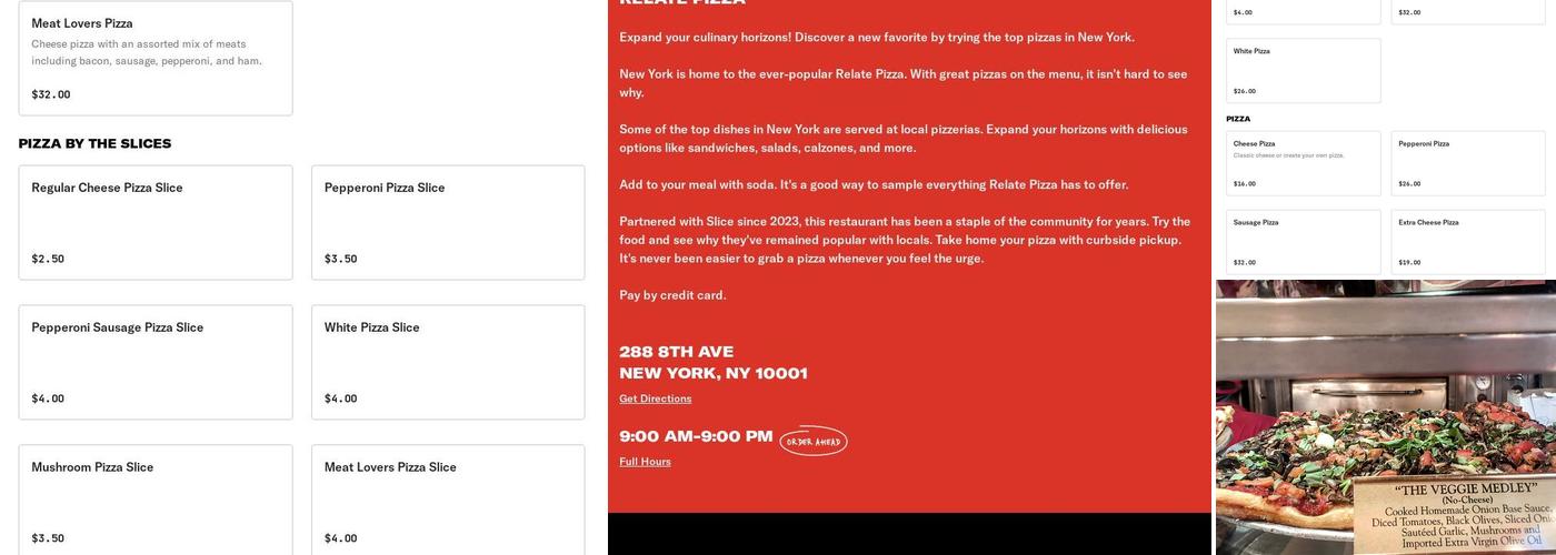 Relate Pizza Menu