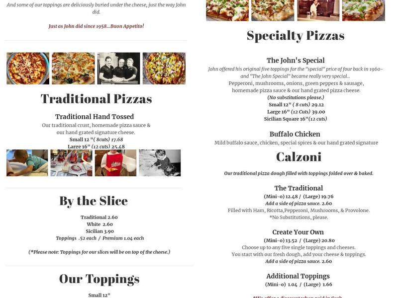 Mineo’s Pizza House Allison Park Menu