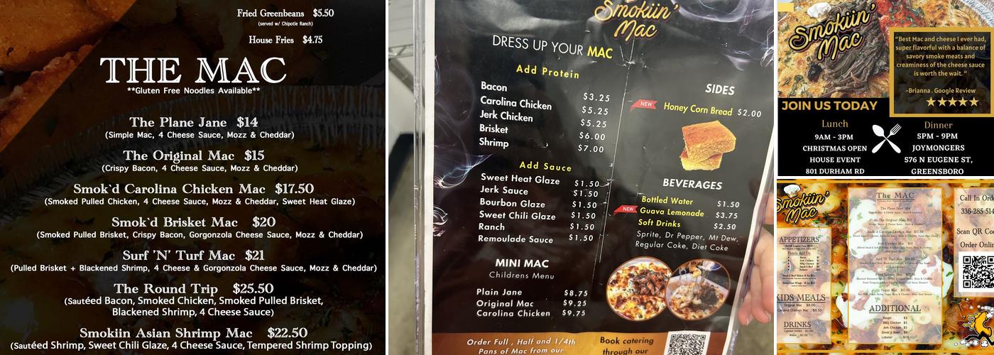 Smokiin Mac Menu