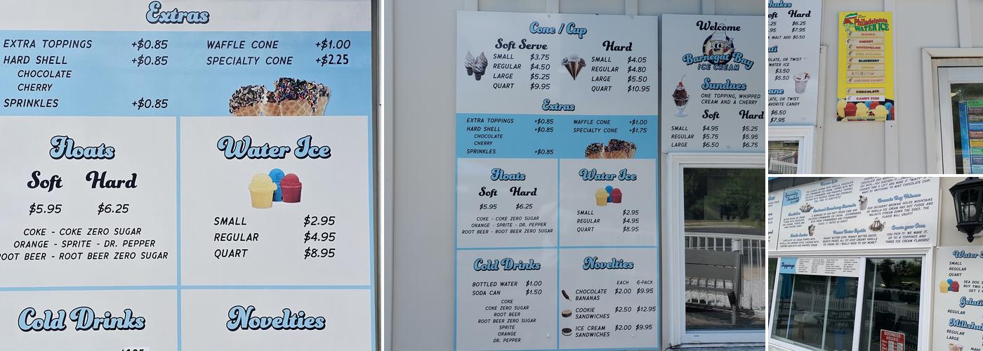 Barnegat Bay Ice Cream Menu