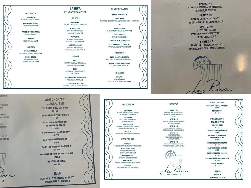 La Riva Menu