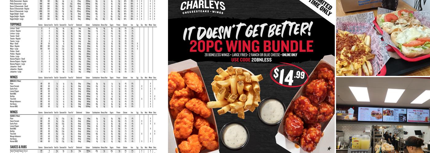 Charleys Cheesesteaks and Wings Menu