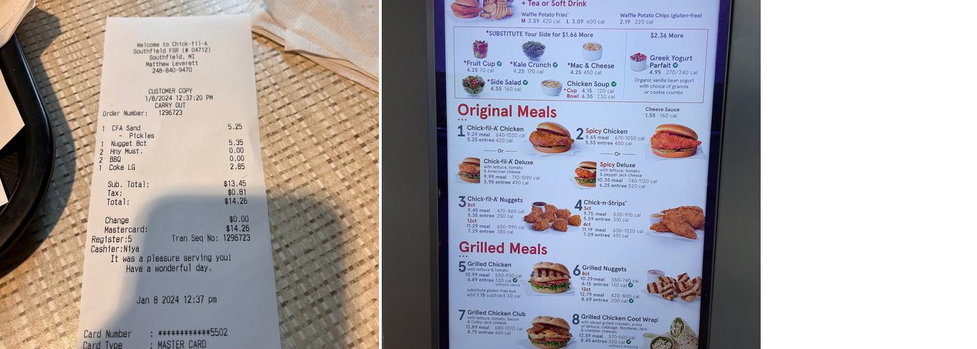 Chick-fil-A Menu