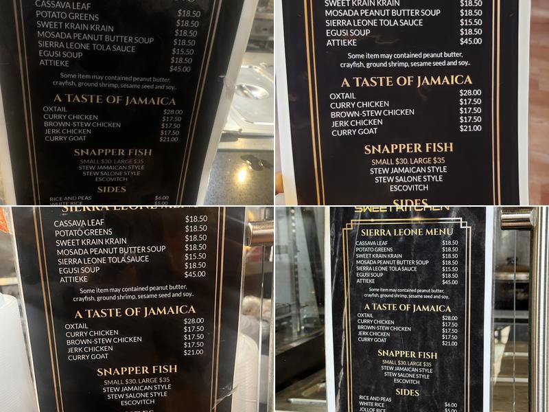 Sweet Sweet Kitchen Menu