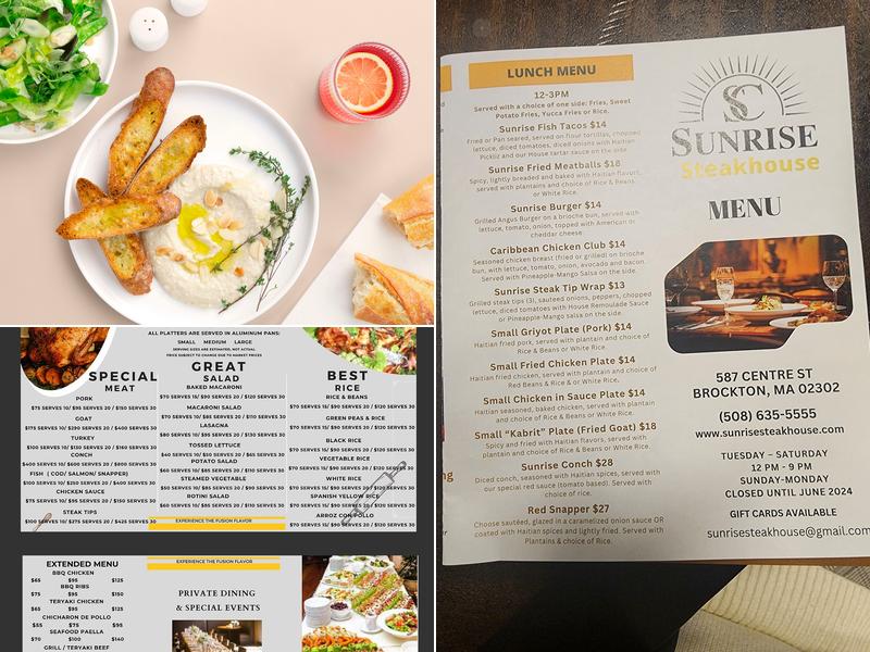 Sunrise Steakhouse Menu