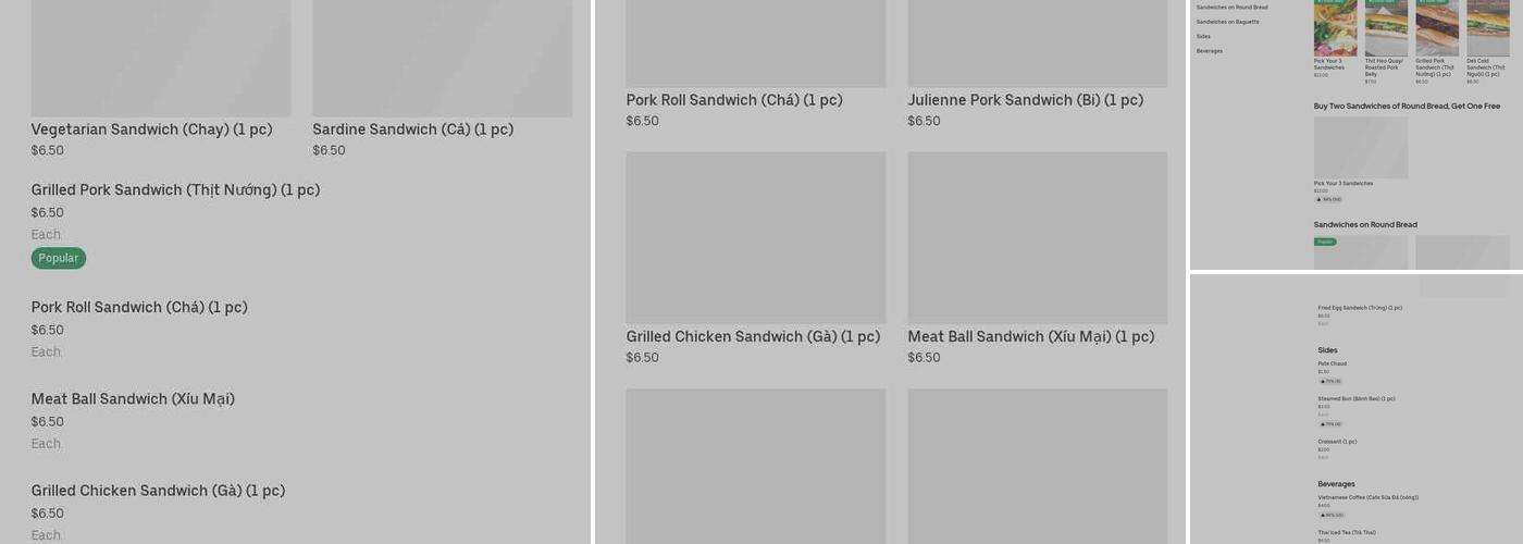 Saigon Bakery Menu