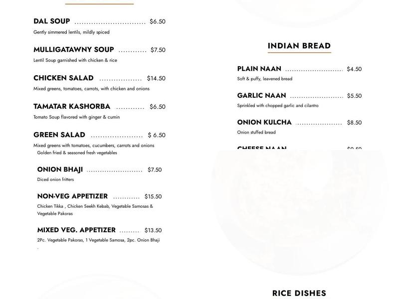 Hot n Chili Indian Restaurant Menu