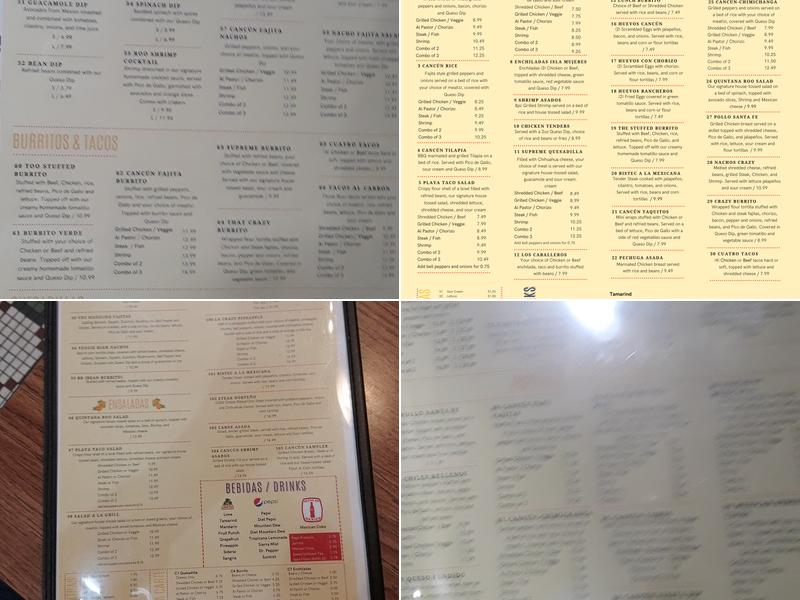 Cancun Bar & Grill Menu