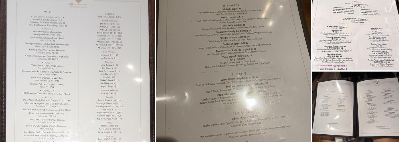 JJ DAK Menu