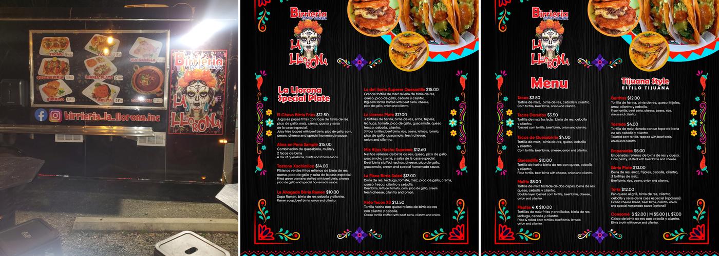Birrieria La Llorona Menu