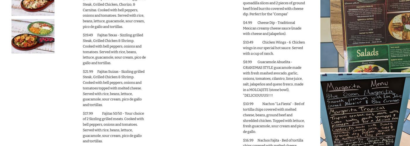 Mi Placita Menu
