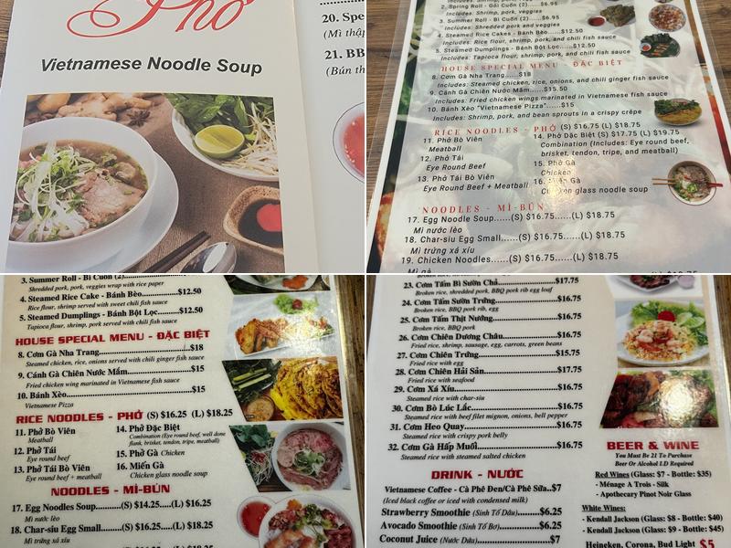 VN Pho Menu