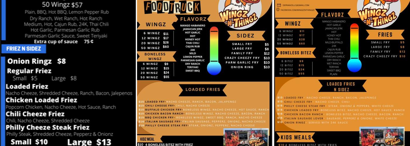Wingz N Thingz Menu