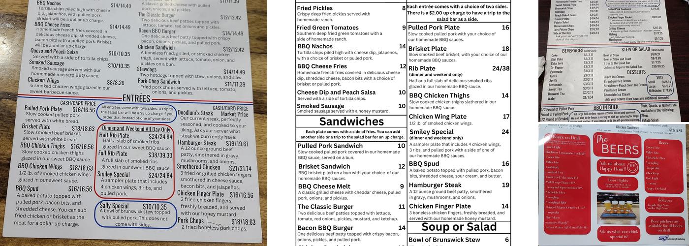 Doodlum's Barbecue & Fruit Stand Menu