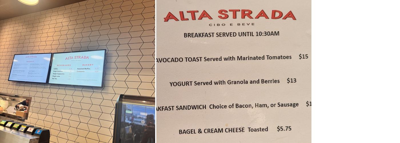 Alta Strada Menu