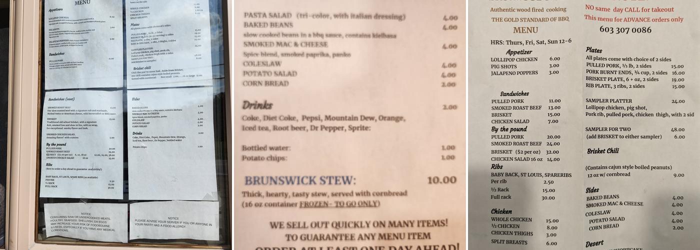 Backwoods BBQ Menu