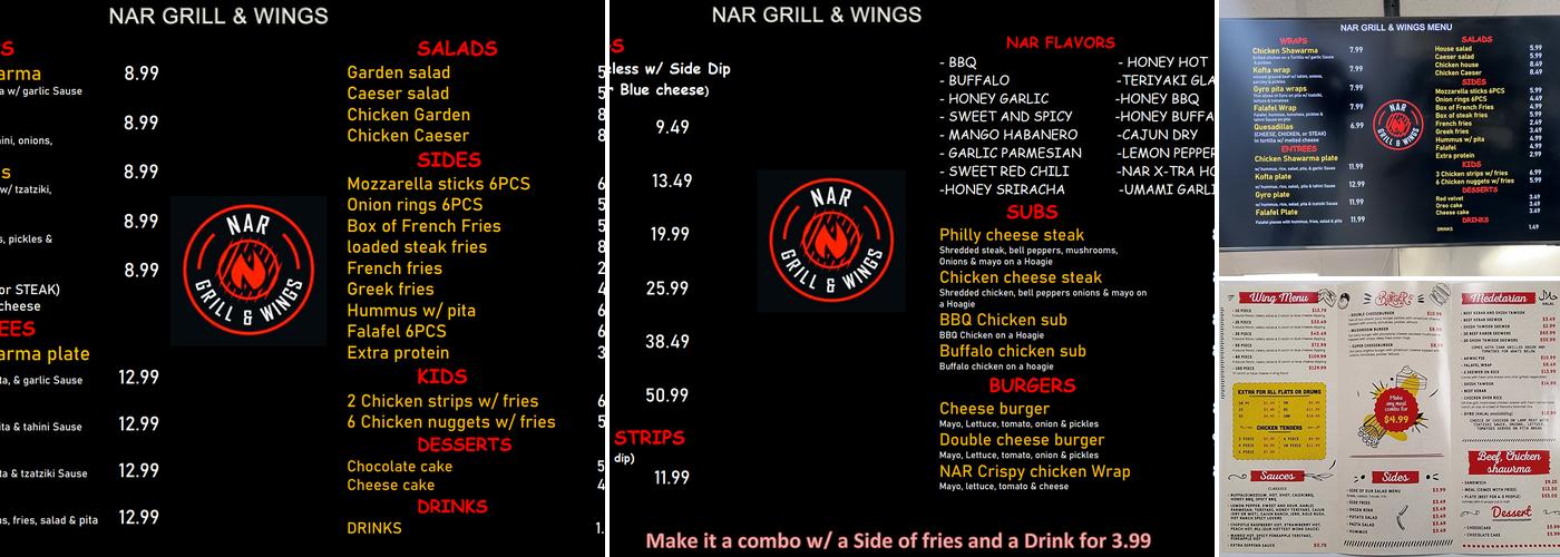 NAR grill & wings Menu