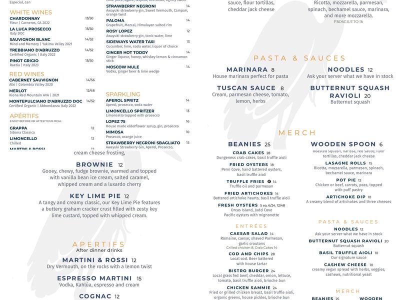 Blue Heron Bistro Menu