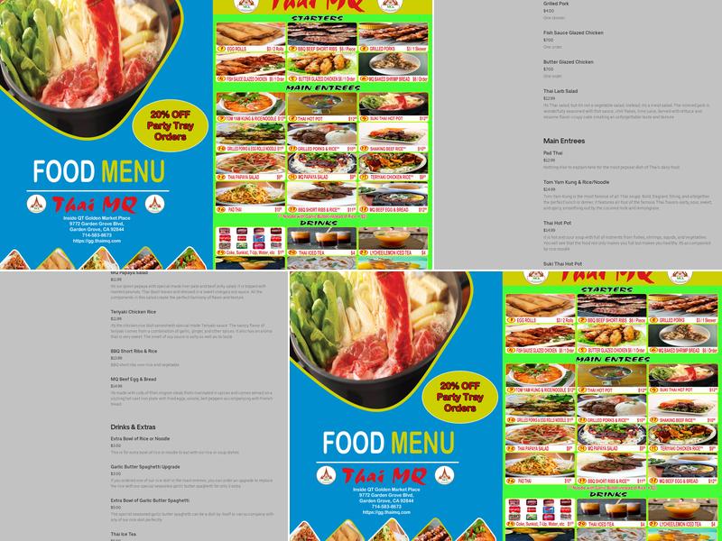 Thai MQ Restaurant Menu