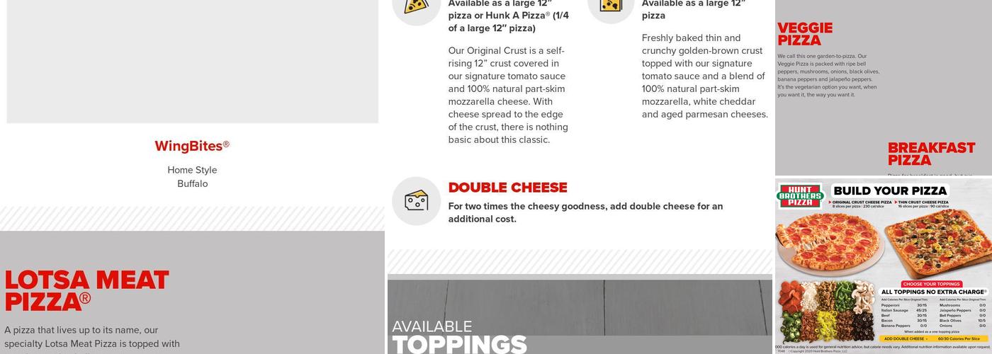 Hunt Brothers Pizza Menu