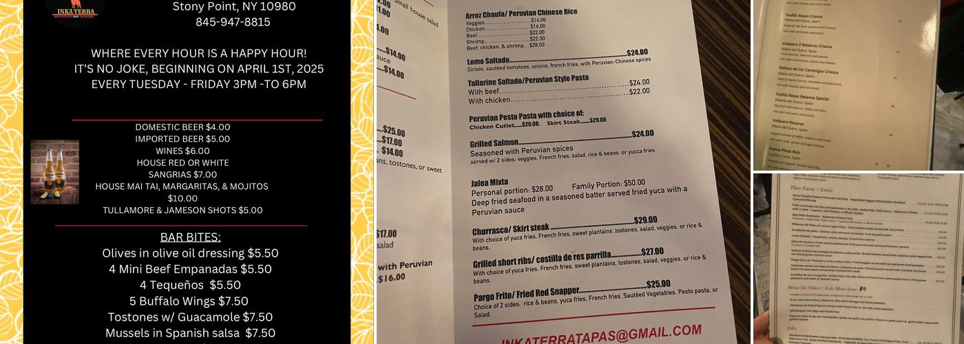 Inka Terra Restaurant & Tapas Bar Menu