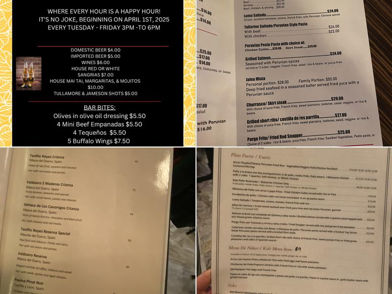 Inka Terra Restaurant & Tapas Bar Menu