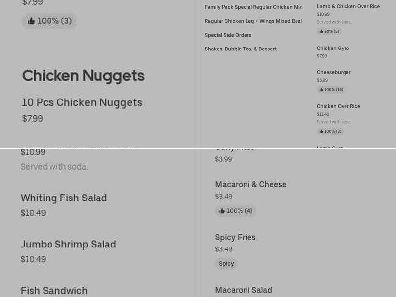 Kennedy fried chicken burger and shake Menu