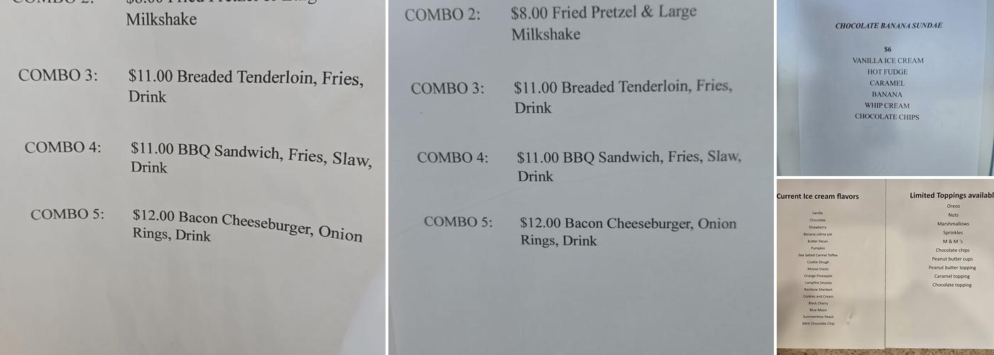 Summertime Scoops Menu