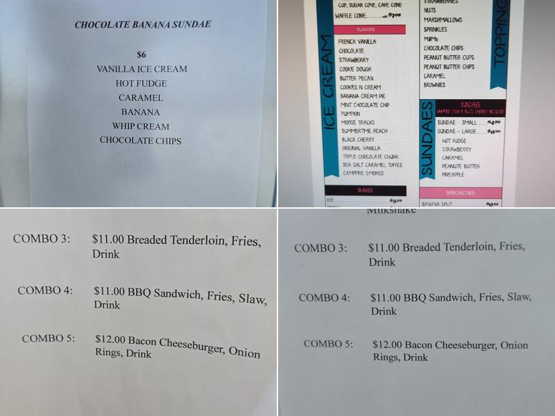 Summertime Scoops Menu