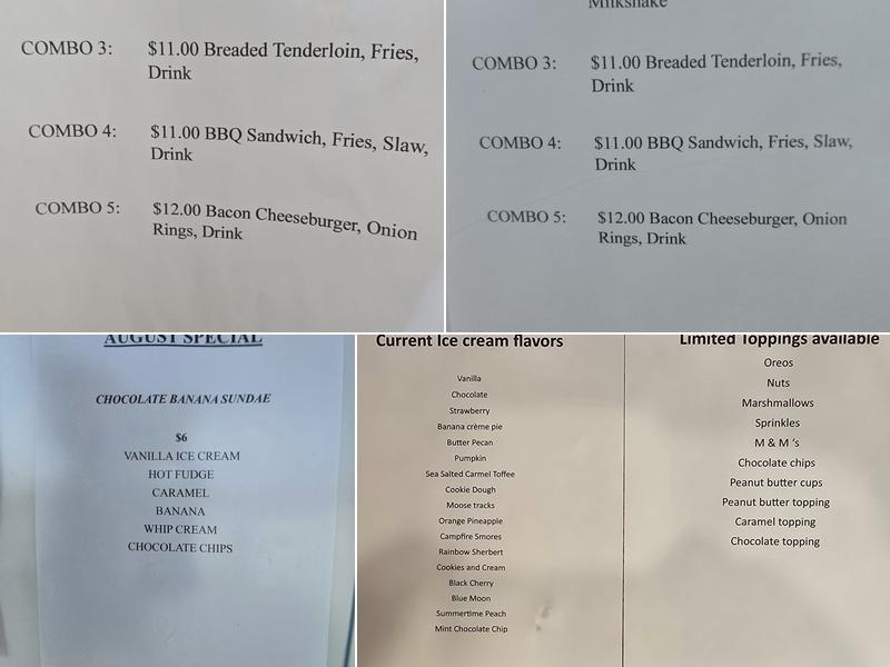 Summertime Scoops Menu