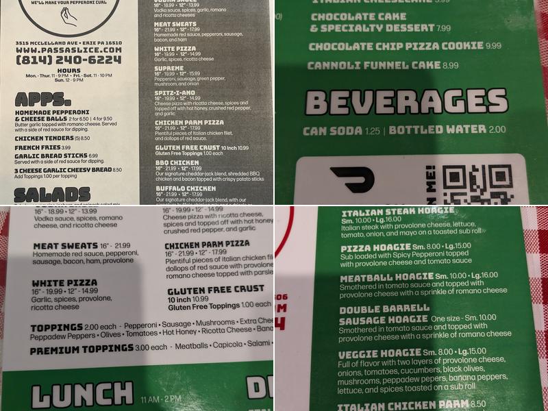 Passalinqua’s Pizzeria Menu