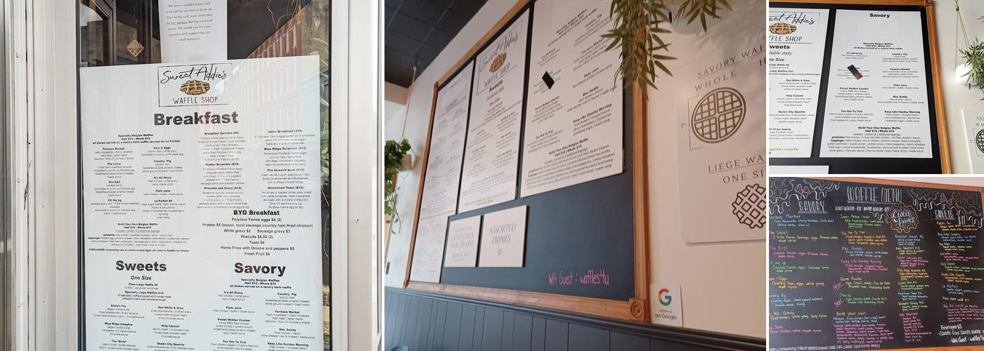 Sweet Addie’s Waffle Shop Menu